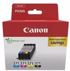 Set di cartucce inchiostro Canon CLI-571 Multipack Colori Nero, Ciano, Magenta e Giallo