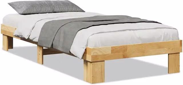 Letto singolo per adulti in legno di rovere marrone con struttura a doghe fisse L: 78 cm, P: 193 cm, H: 29 cm – 1