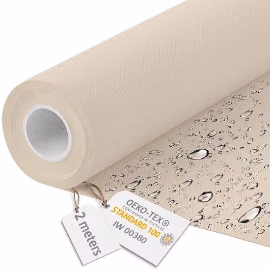 DreamRoots Canvas Impermeabile - Tessuto per arredamento al metro, larghezza 160 cm - Tessuto idrorepellente 220 g/m² 600D - Tessuto per tende da sole impermeabile al metro, color crema, 2 m