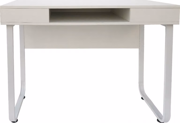 Scrivania da computer Stoer - tavolino - design industriale moderno - metallo e legno - bianco