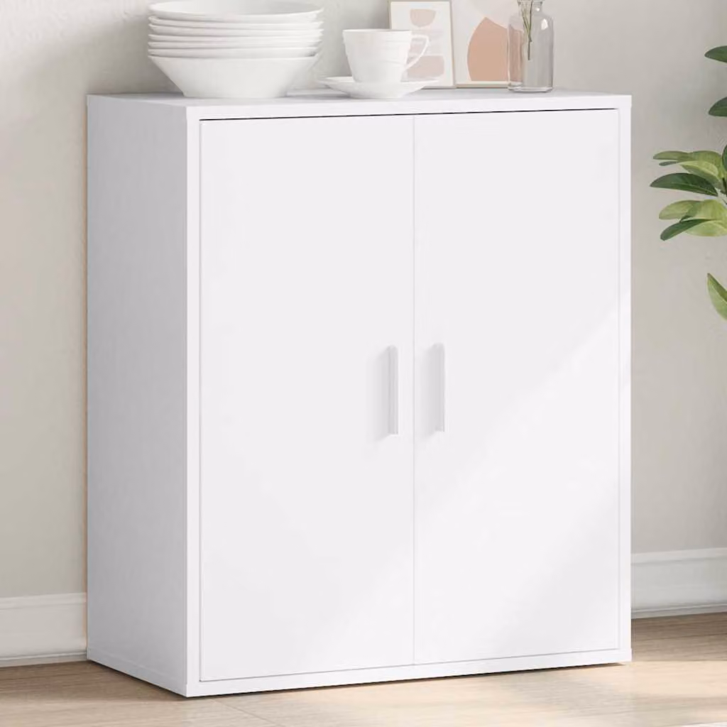 Credenza moderna vidaXL in legno multistrato e MDF, colore bianco, L: 79 cm, P: 38 cm, H: 80 cm
