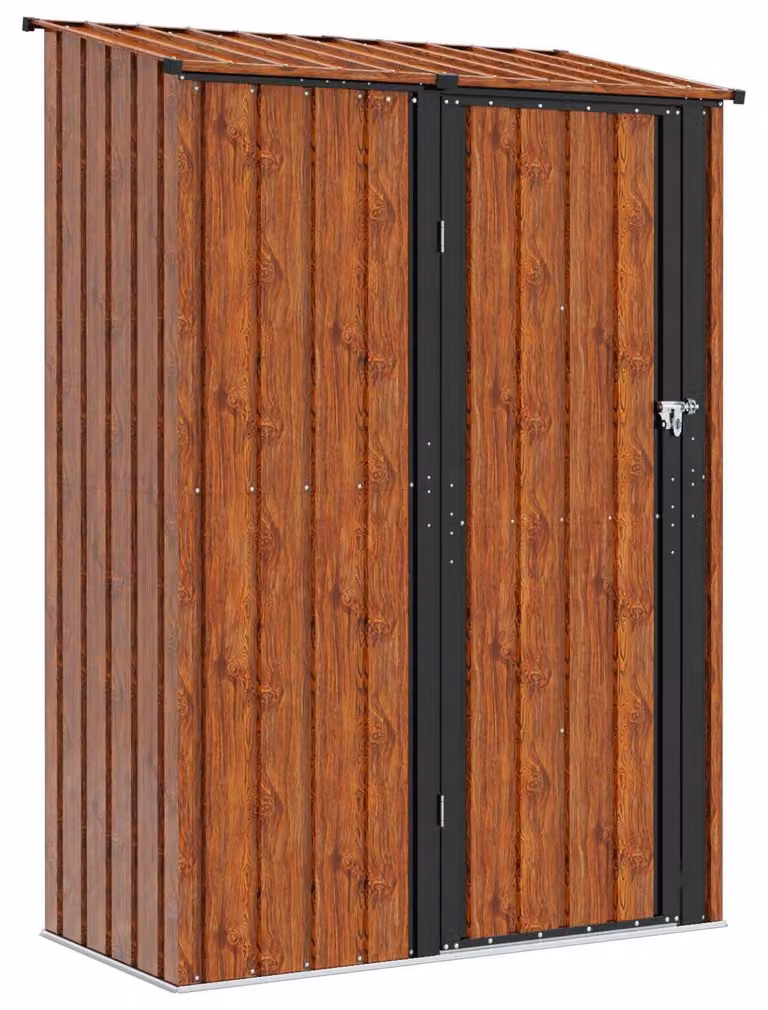 Capanno da giardino in metallo - Marrone - 140,5 x 74 x 200 cm - Struttura in metallo