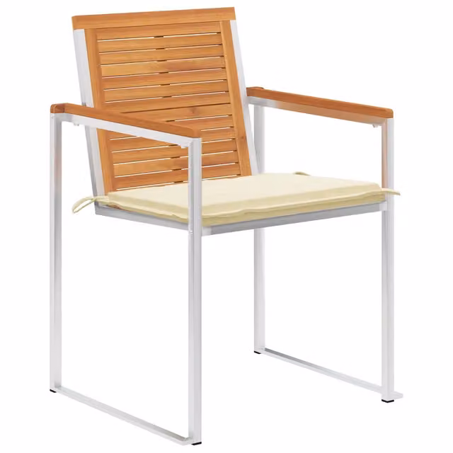 Set di 6 sedie da giardino impilabili vidaXL in legno di acacia con cuscini beige
