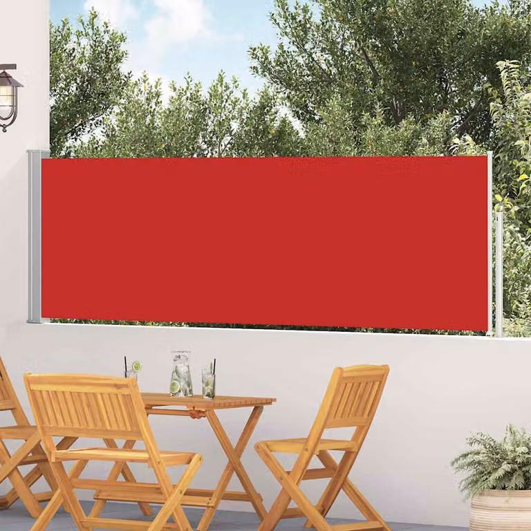 vidaXL Tenda Laterale Retrattile per Patio in Poliestere e Acciaio, Colore Rosso, L: 514 cm, H: 100 cm