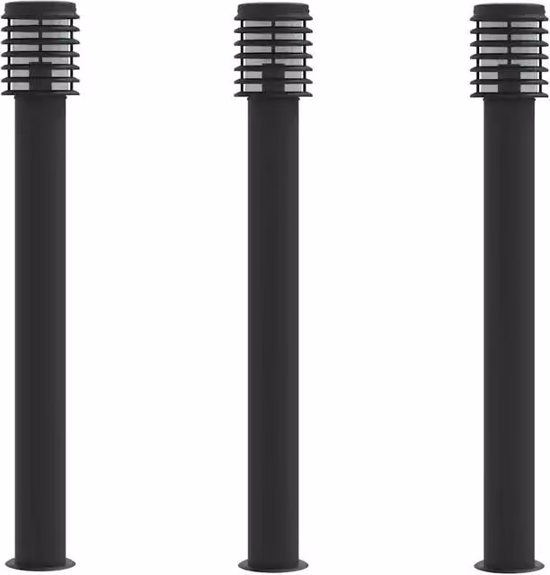 Lampade da Terra per Esterni 3 pz Nere 110 cm in Acciaio Inox CFW9252027