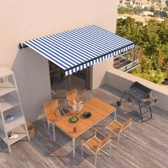 Tenda da Sole Retrattile Automatica 400x350 cm Blu e Bianca 3069186