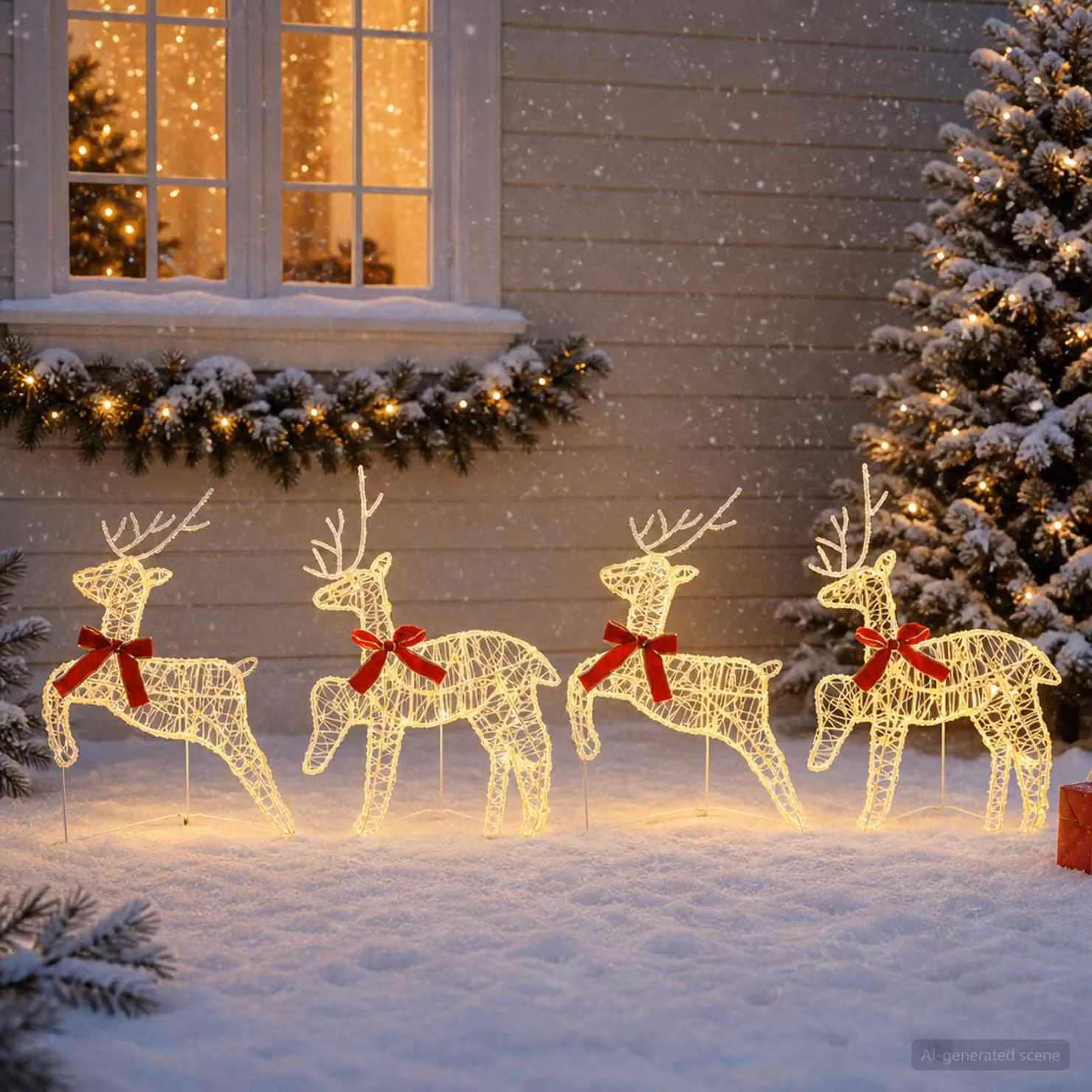 vidaXL Renna di Natale 4 pz 80 LED Bianco caldo 43 x 19 x 65 cm