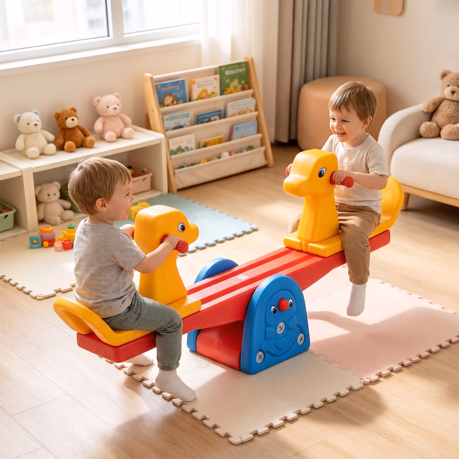 Altalena a bilico HOMCOM per bambini in plastica HDPE atossica, multicolore, L 150 x P 32 x H 60 cm – 2