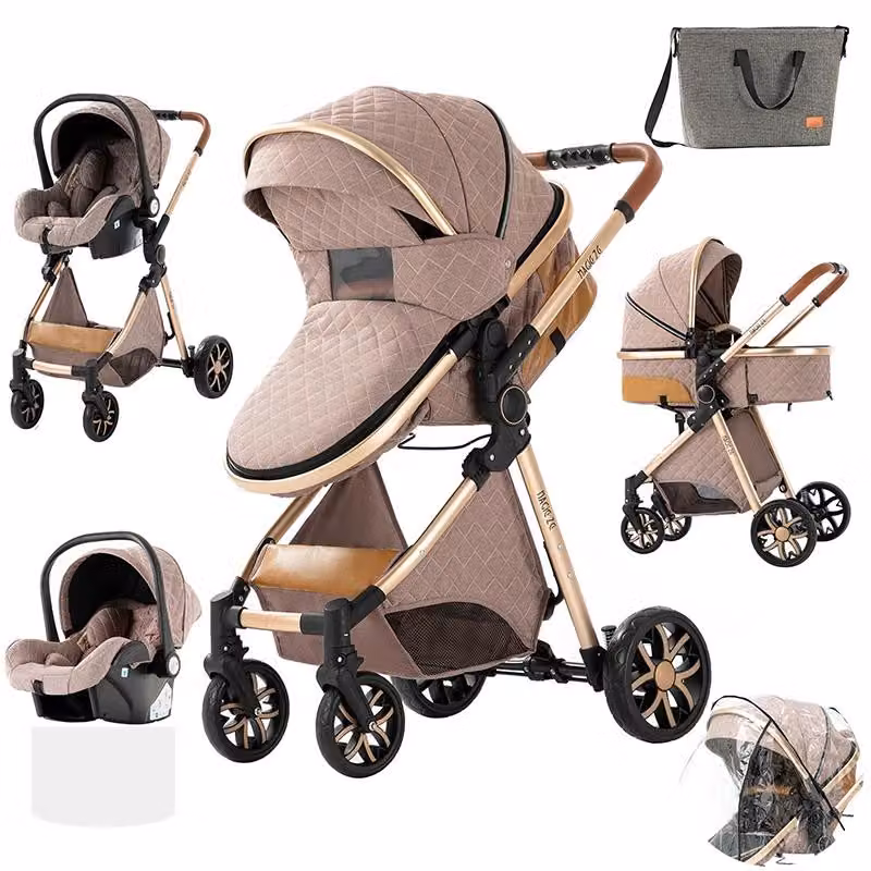 Carrozzina 3-in-1 per bambini, capacità di carico di 20 kg, portatile e pieghevole, modello V9-KHAKI