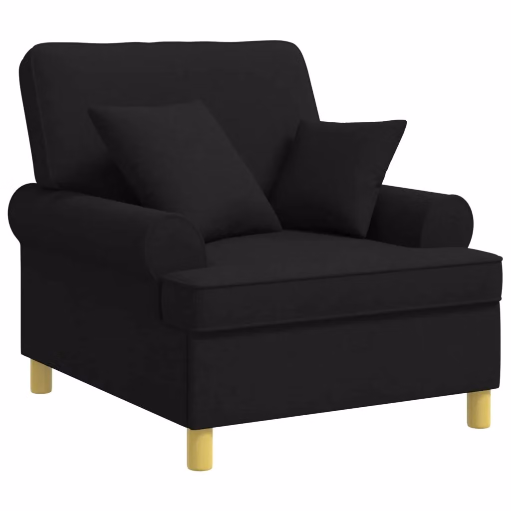 Poltrona relax XL vidaXL nera con cuscini in tessuto e imbottitura in schiuma per soggiorno e camera da letto – 2