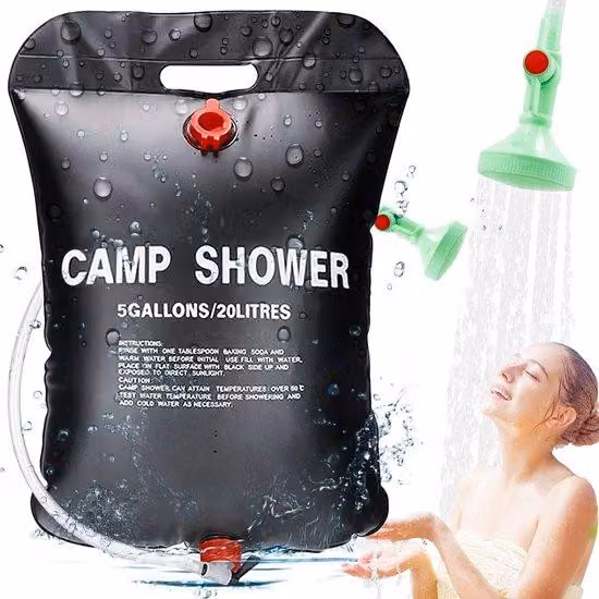 Doccia solare da esterno per bambini, soffione solare portatile con acqua calda, set doccia da viaggio, serbatoio solare per il giardino