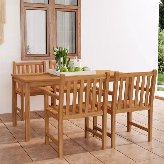 Set da pranzo da giardino vidaXL in legno di teak marrone, 5 pezzi, L: 180 cm, P: 90 cm – 1