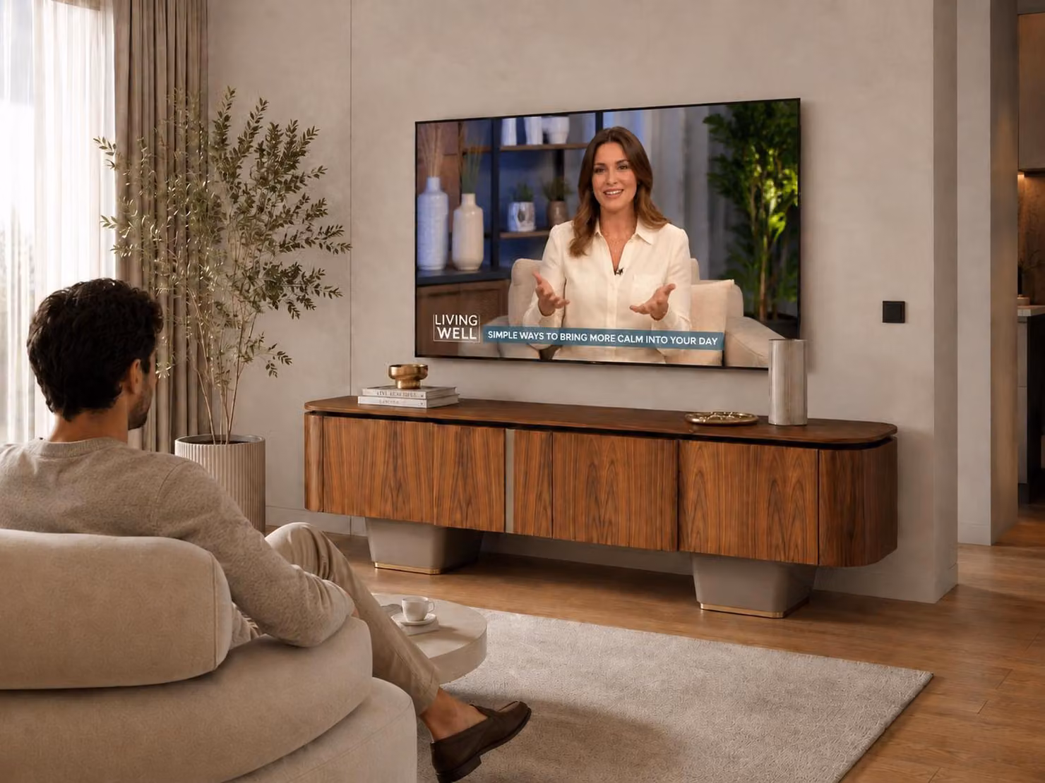 TV-Lowboard Braun Holz Modern Wohnzimmer Stauraum Einfarbig Design