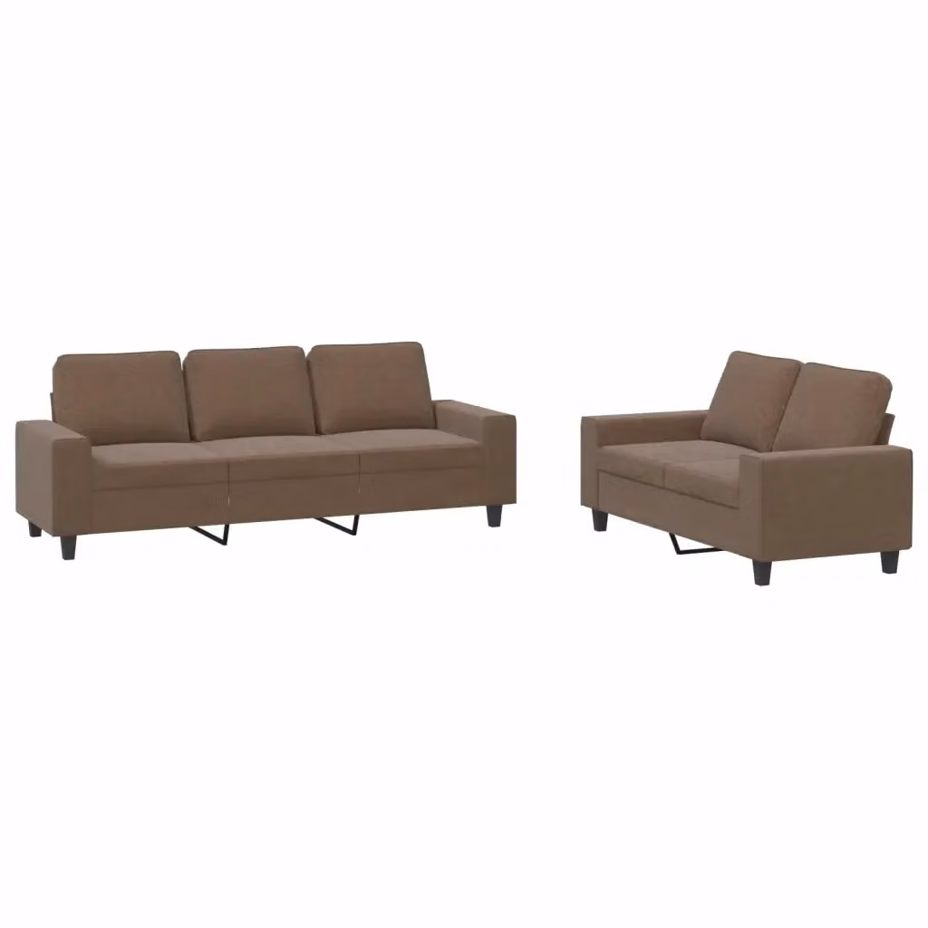 Set di 2 divani moderni vidaXL in tessuto marrone con cuscini inclusi – 2