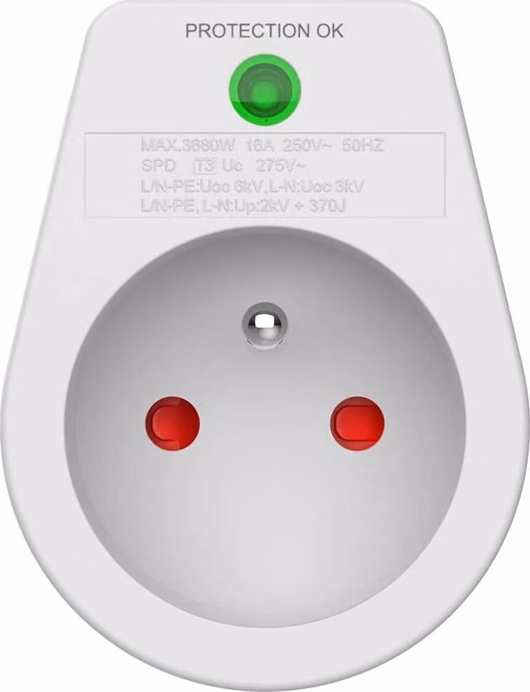 Force Power, presa di protezione contro i fulmini tipo E 1 - grado di protezione 310J, bianco