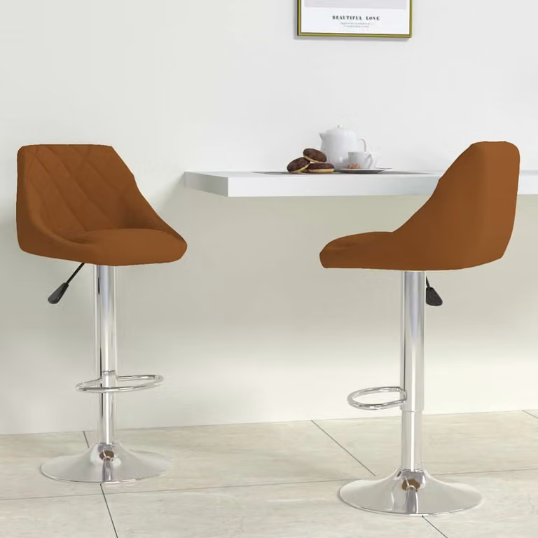Set di 2 sgabelli da bar vidaXL in velluto marrone con base girevole a 360 gradi