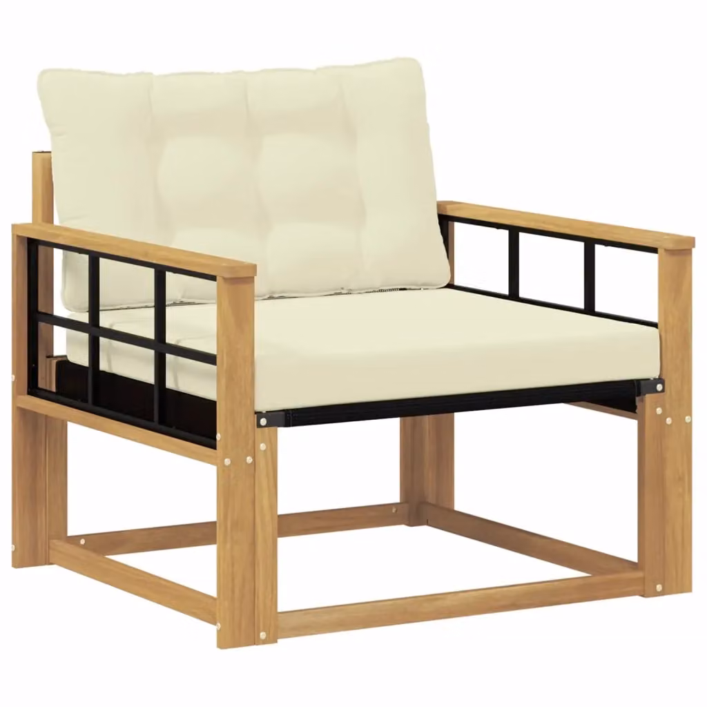 Set di divani da esterno Design In in legno di acacia massello e textilene con cuscini beige e bianchi – 2