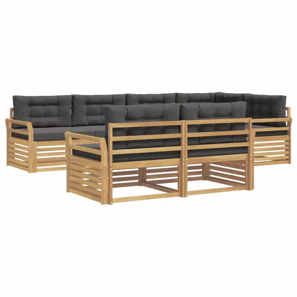 Set di divani da esterno a L vidaXL in legno di acacia con cuscini, Bianco e Antracite – 2