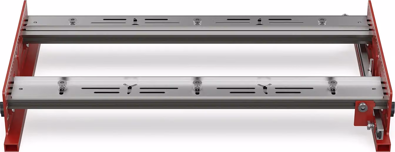 Base per fresatura, regolabile per spessori di legno da 8 a 50 mm, in lega leggera di alluminio, piano d'appoggio