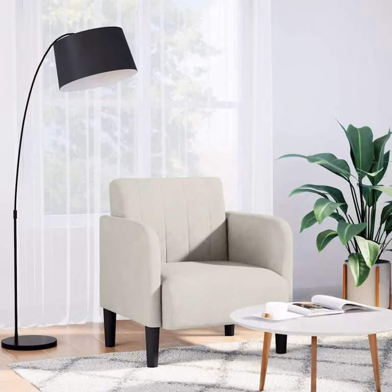 Sedia con braccioli vidaXL in velluto beige per soggiorno e ufficio