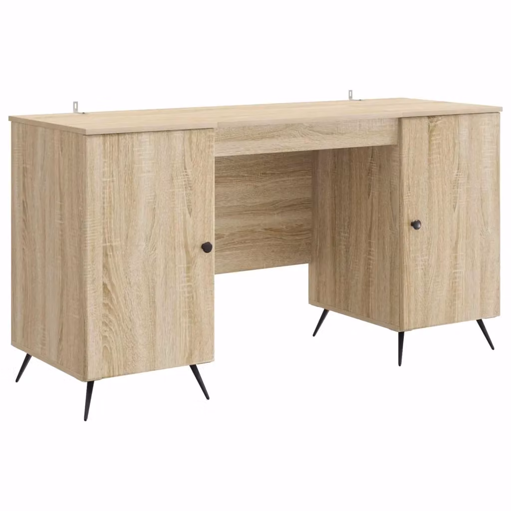 Scrivania moderna vidaXL in legno MDF laminato marrone L: 142,5 cm, P: 50 cm, H: 75 cm – 2