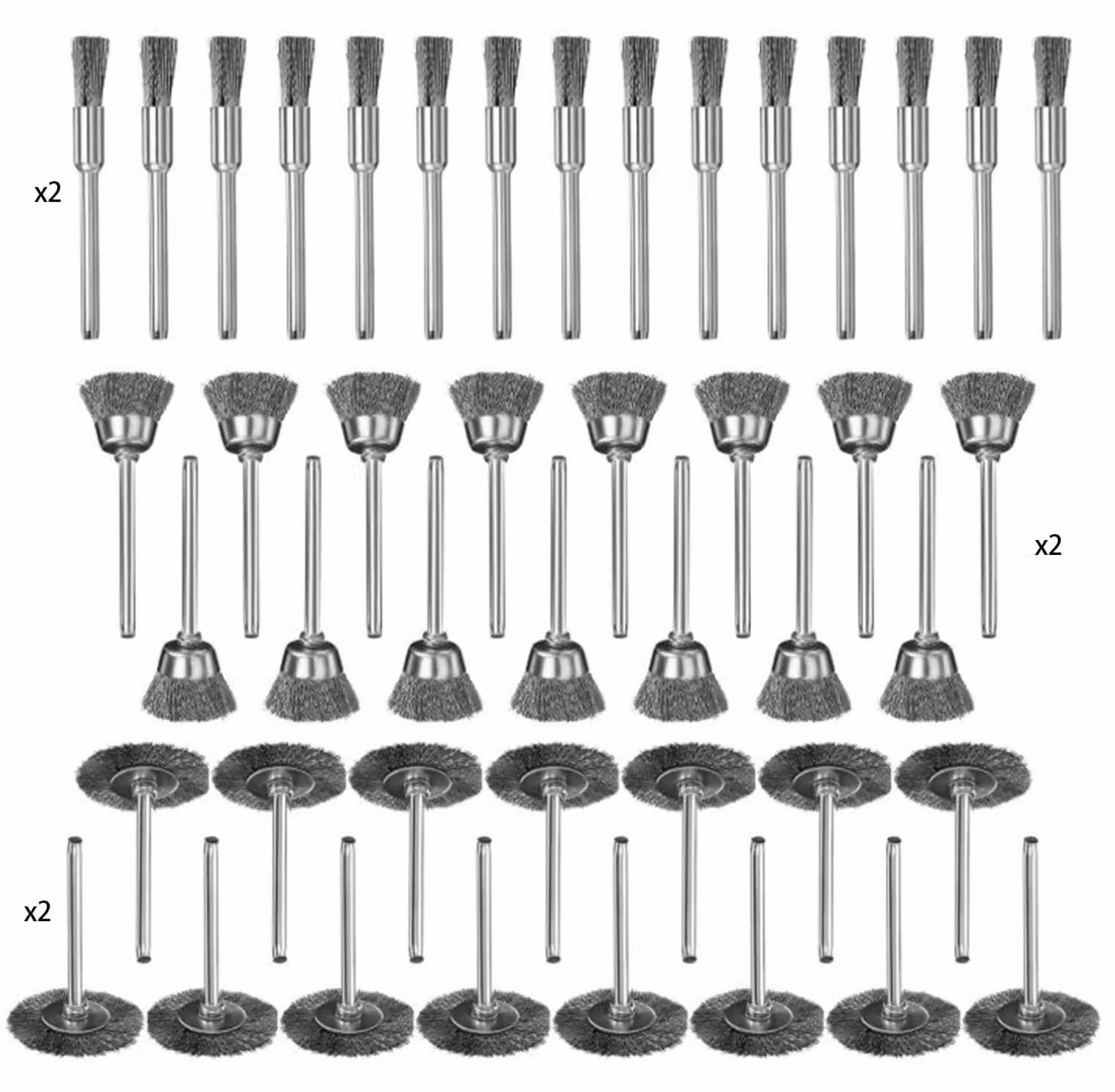 Spazzola a filo per trapano - Set da 90 pezzi - Spazzola a tazza per trapano - Acciaio inossidabile - Gambo da 3 mm