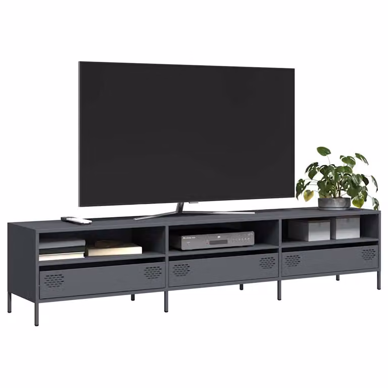 Mobile TV vidaXL in metallo antracite L 202 cm, P 39 cm, H 43,5 cm