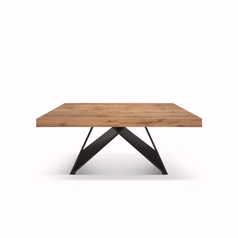 Tavolo VULCANO in legno, finitura rovere rustico con base in legno mdf antracite, allungabile 180×90 cm - 260×90 cm