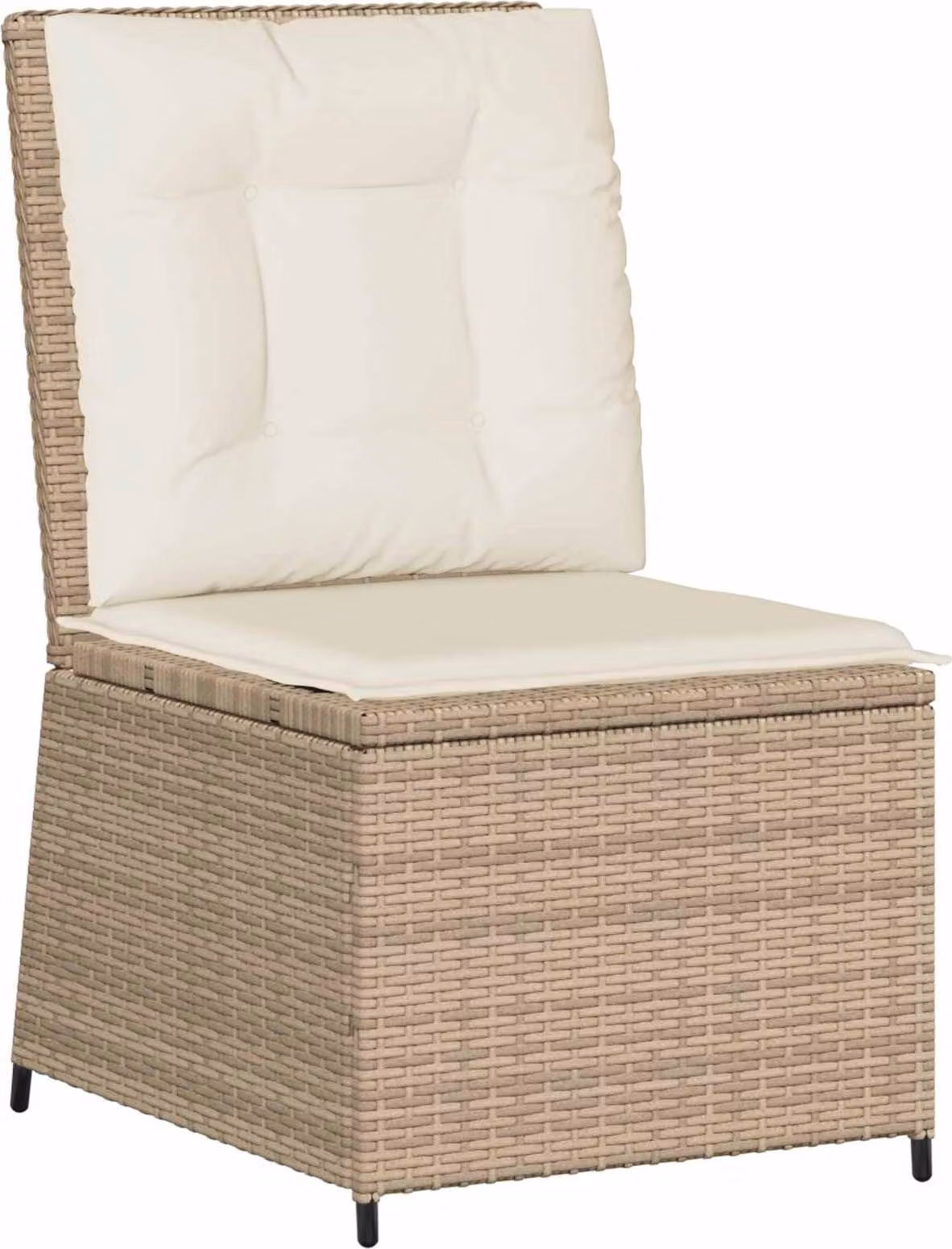 Divano da giardino con cuscino Nero e Bianco Crema polyrattan