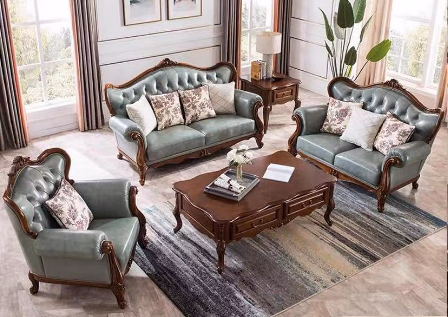Sofagarnitur 3+2+1 Sitz Chesterfield Möbel Wohnzimmer Textil Sofa Couch