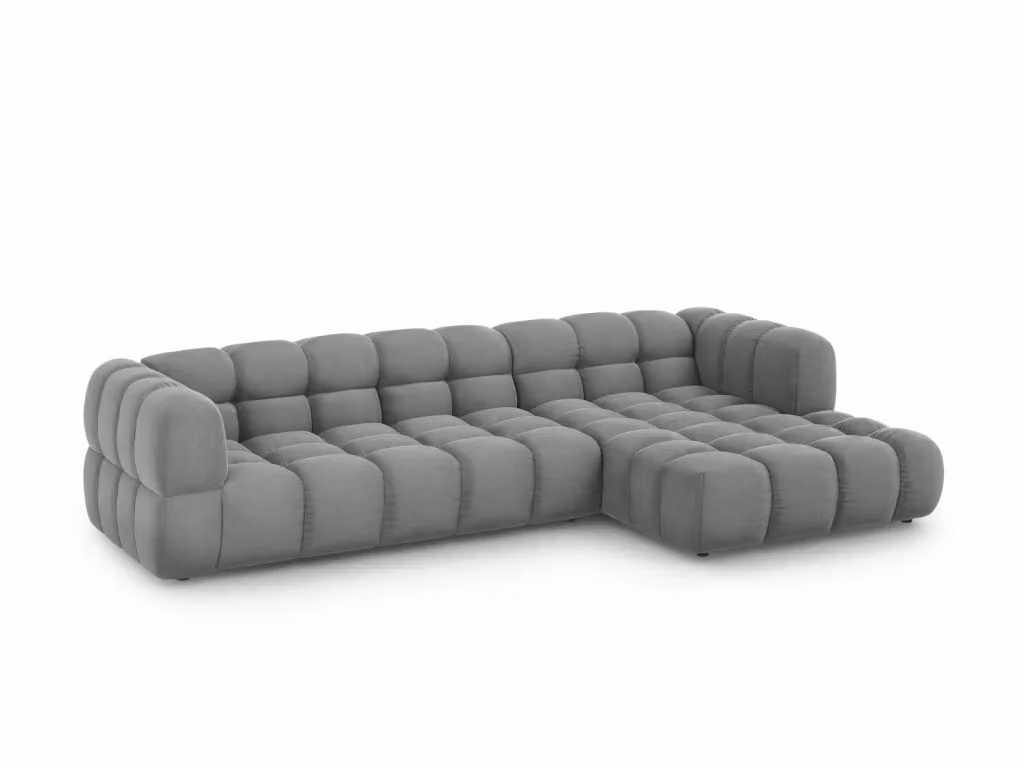 Divano angolare modulare Sky Cosmopolitan Design a 4 posti in velluto grigio, configurazione destra, L 300 x P 174 x H 75 cm – 2