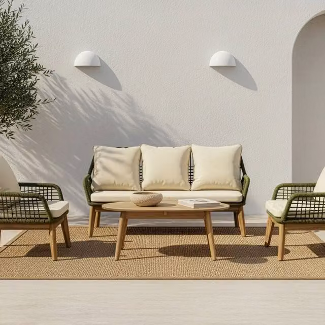 Tavolino da giardino ovale Banak in legno di acacia marrone e beige – 1