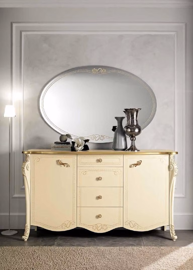 Kommode Sideboard Beige Sideboards Schrank Kommoden Möbel Massiv Holz Bizzotto