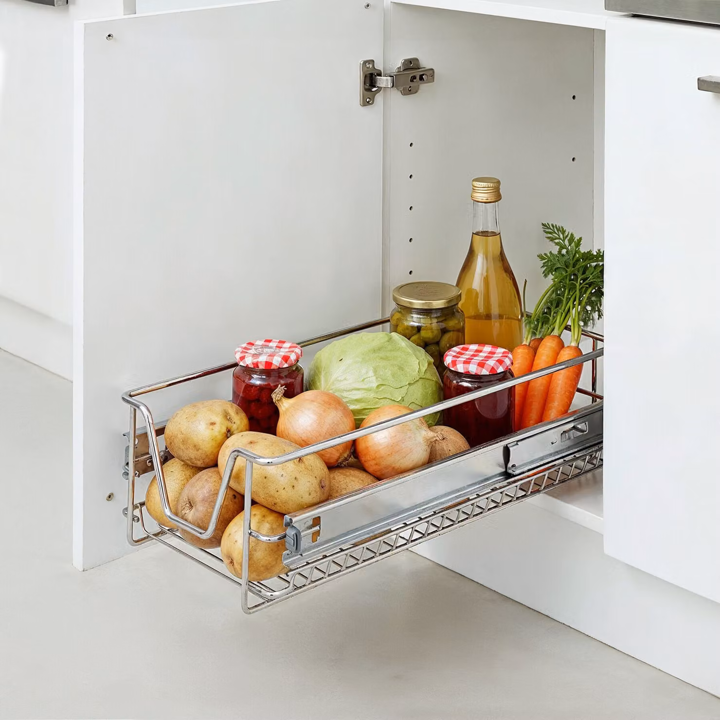 Cassetto telescopico in metallo grigio argento TecTake per cucina, bagno e camera da letto – 2