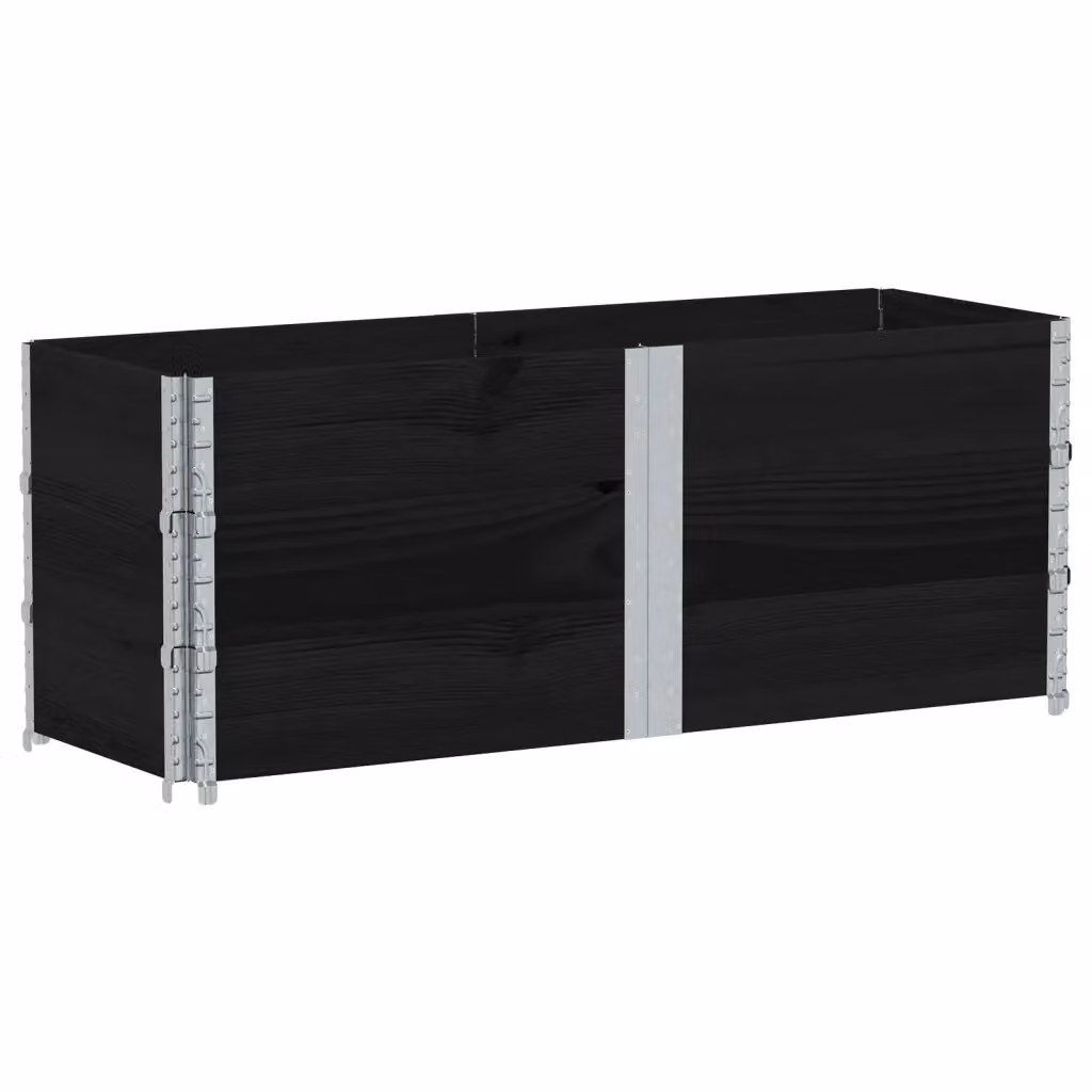 Fioriera da giardino vidaXL in legno di pino e metallo nera per balcone e terrazzo L: 150 cm, P: 50 cm, H: 60,5 cm – 2