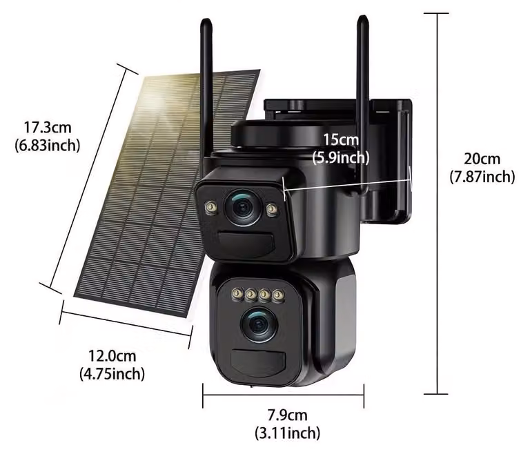 Kit di telecamere di sicurezza per esterni con zoom 10x, visione notturna a colori, rotazione a 360 gradi e controllo tramite app
