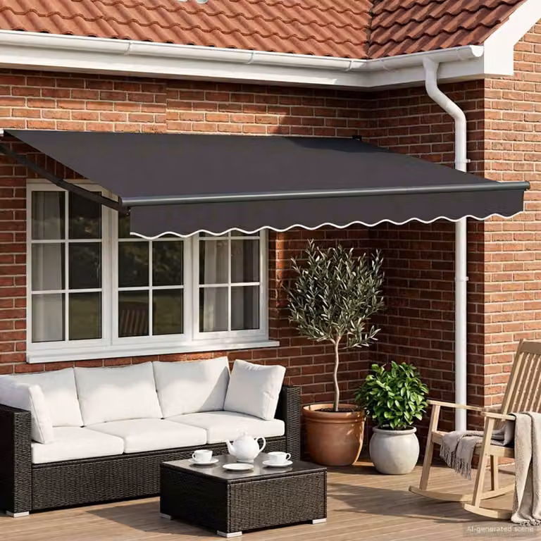 Tenda retrattile manuale con LED vidaXL, colore Antracite, L: 350 cm, P: 250 cm