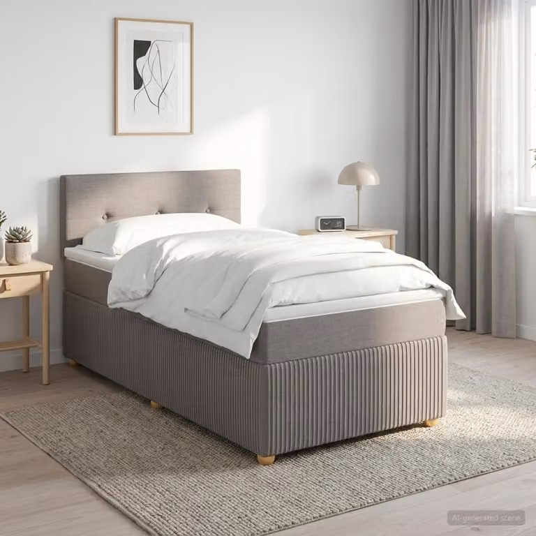 Letto box spring con materasso vidaXL in tessuto Tortora L 80 cm x P 200 cm