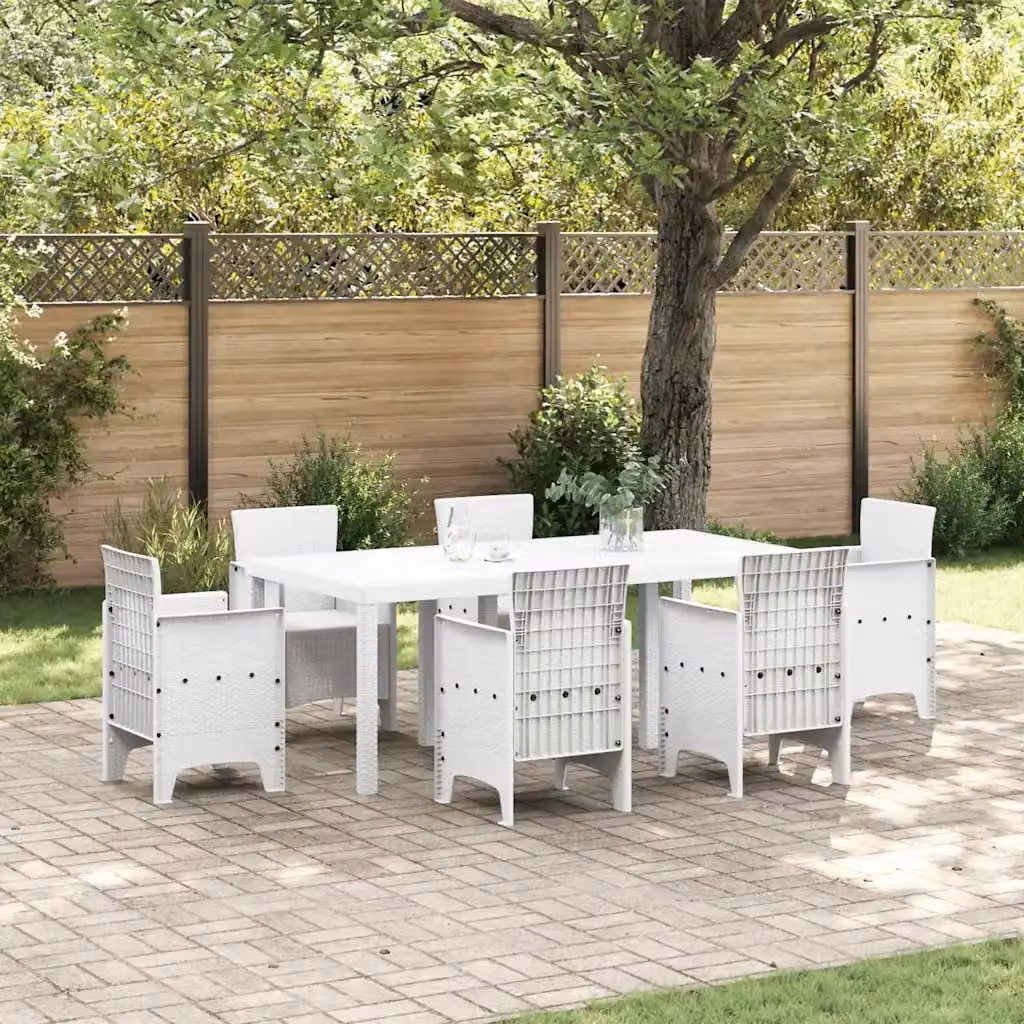 vidaXL Tavolo da giardino rettangolare in polyrattan bianco L: 200 cm, P: 100 cm, H: 73 cm