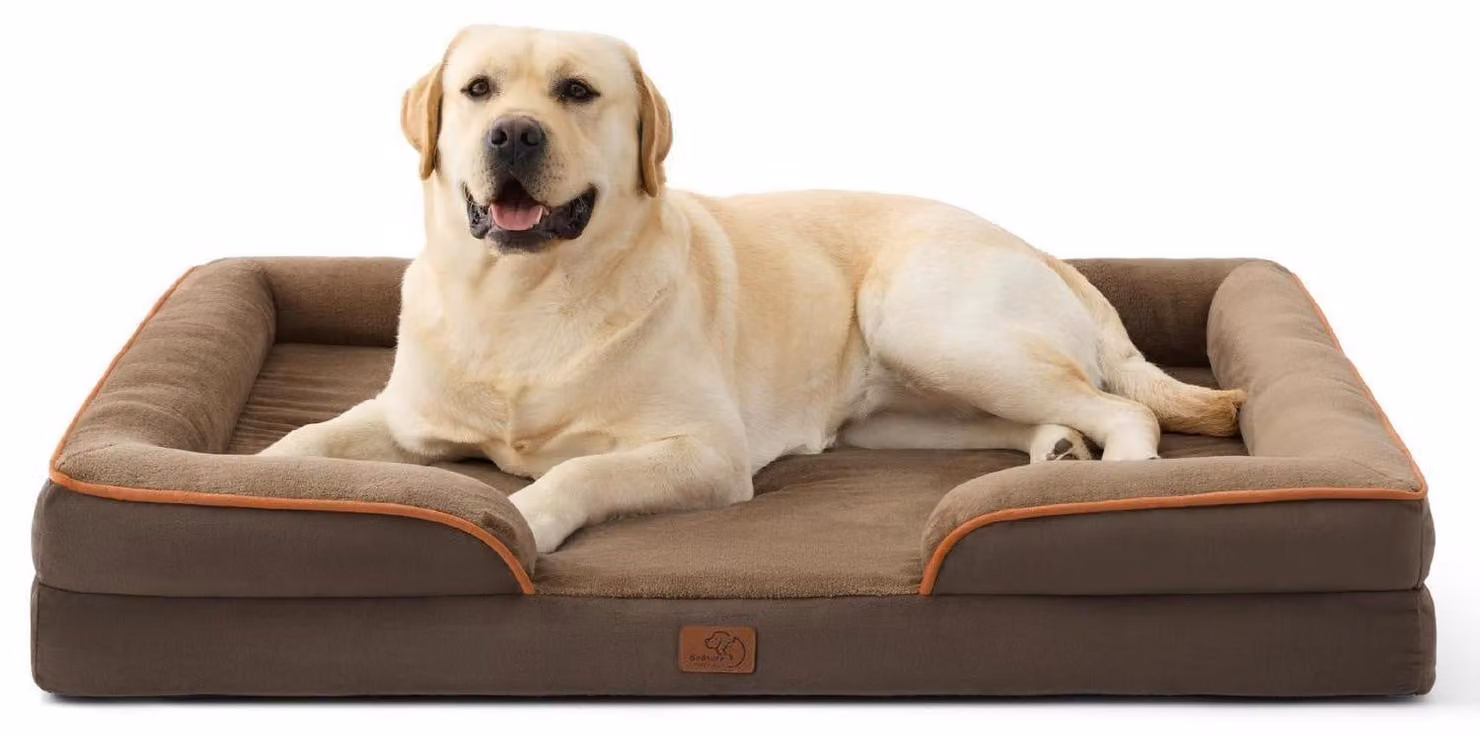 Cuccia ortopedica per cani con bordo rialzato, 114x81 cm, color marrone