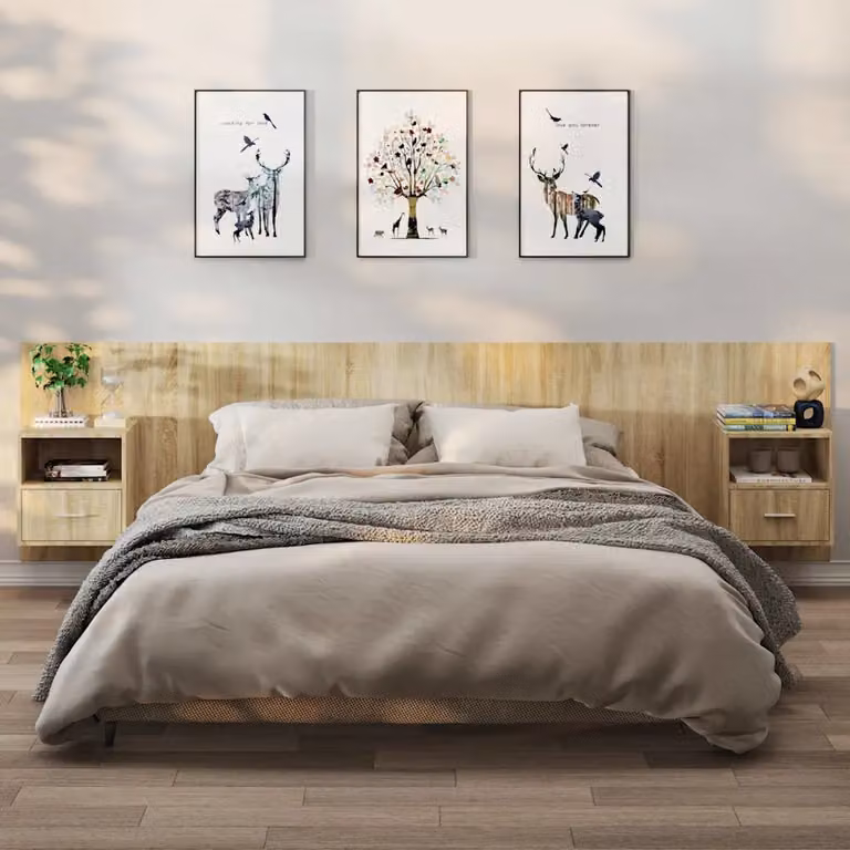 Set di 2 comodini da muro vidaXL in stile moderno, colore Rovere Sonoma