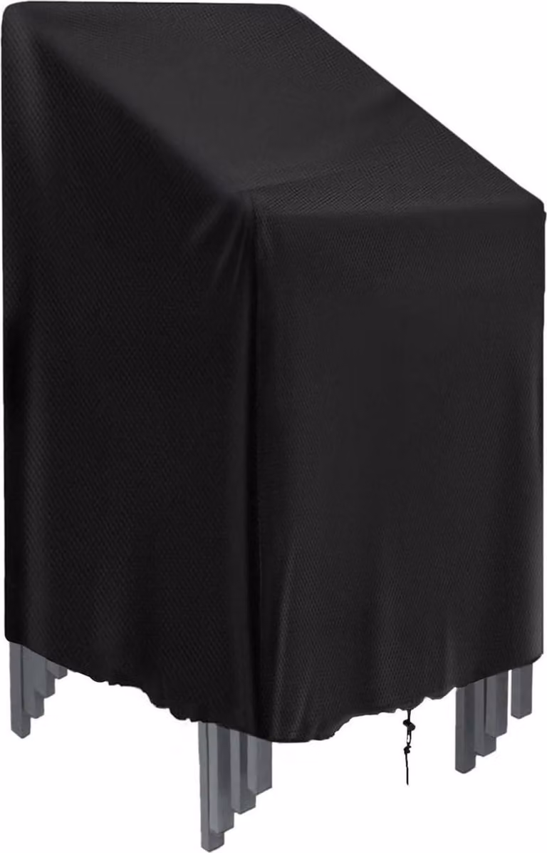 Copertura protettiva per sedia da giardino 64x64x120cm Copertura per sedia impilabile nera impermeabile