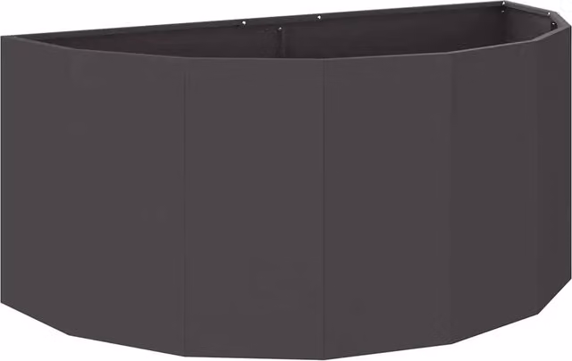 Fioriera semicircolare moderna HELLOSHOP26 per esterni in acciaio nero con finitura opaca L/P/H: 120 x 60 x 50 cm