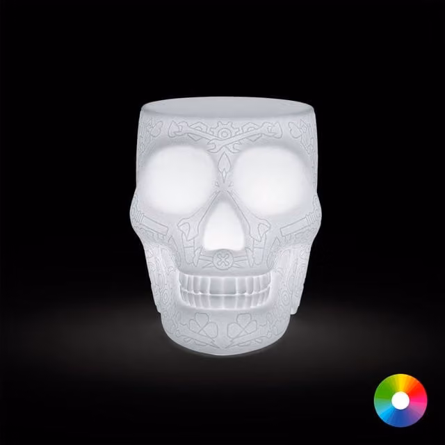 Qeeboo Mexico Tavolino LED ricaricabile bianco in plastica con tecnologia touch e protezione IP65