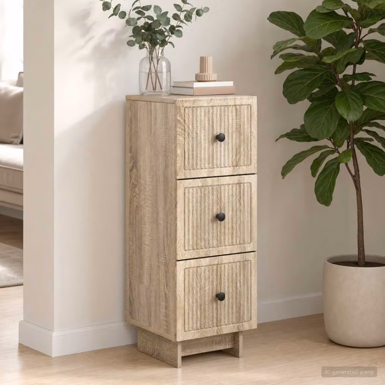 Carrello mobile con cassetti vidaXL in Rovere Sonoma, L 33 cm x P 34,5 cm x H 90 cm