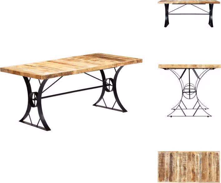 vidaXL Tavolo da pranzo 180×90×76 cm in legno massiccio di mango - Tavoli da pranzo