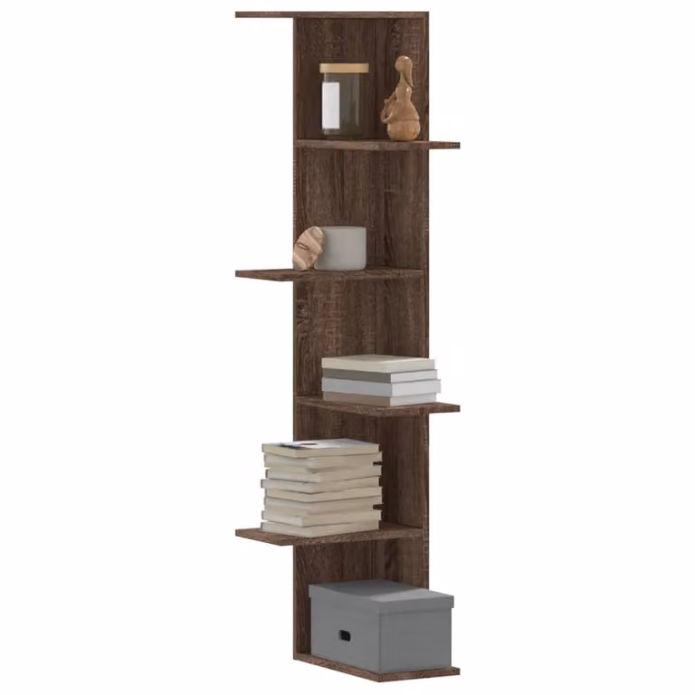Scaffale angolare da muro vidaXL in legno color rovere marrone, L/P/H: 36,5 x 36,5 x 140 cm