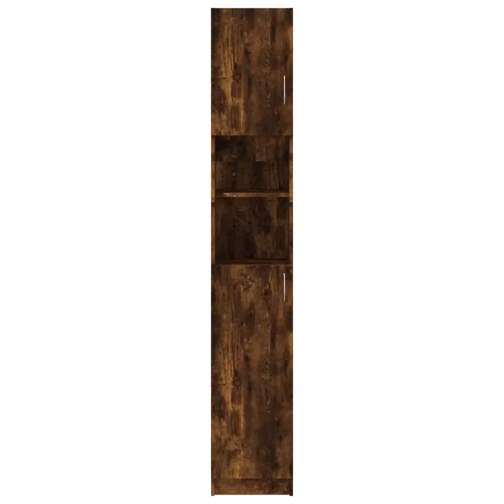 Mobiletto da bagno alto HELLOSHOP26 in legno composito con ante a battente e ripiani interni, finitura rovere affumicato marrone, L/P/H: 32 x 25,5 x 190 cm – 2