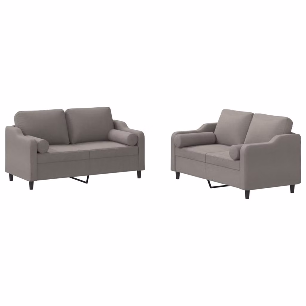 Set Divani 2 pz con Cuscini Tortora in Tessuto