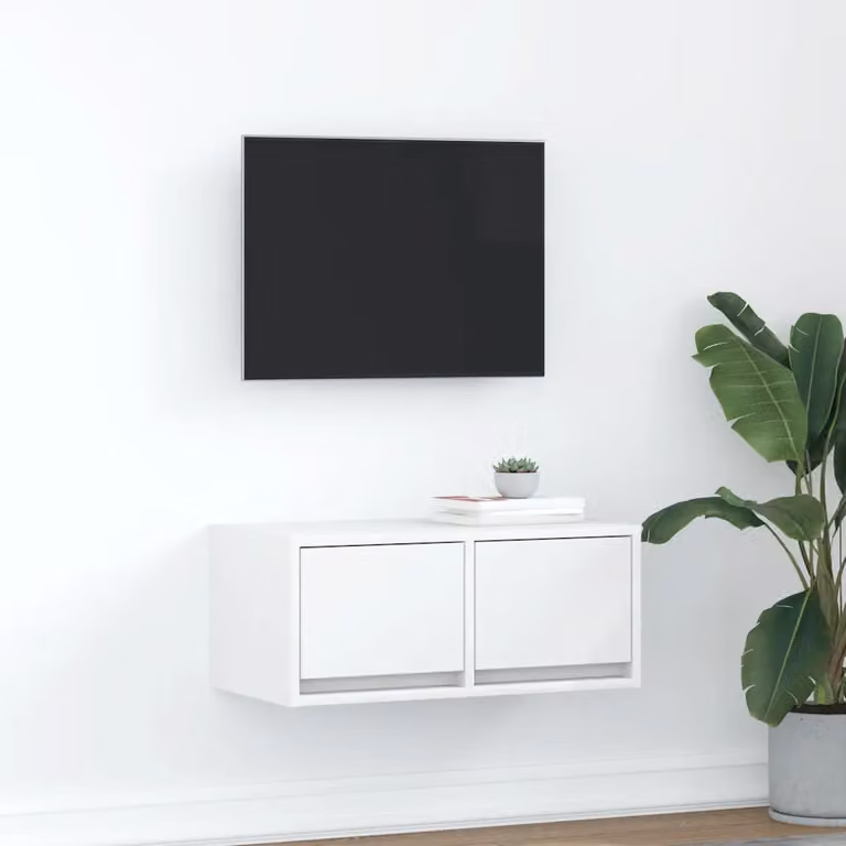 vidaXL Mobile Porta TV Bianco in Legno con Compartimenti Media, L 60 cm x P 31 cm x H 25,5 cm